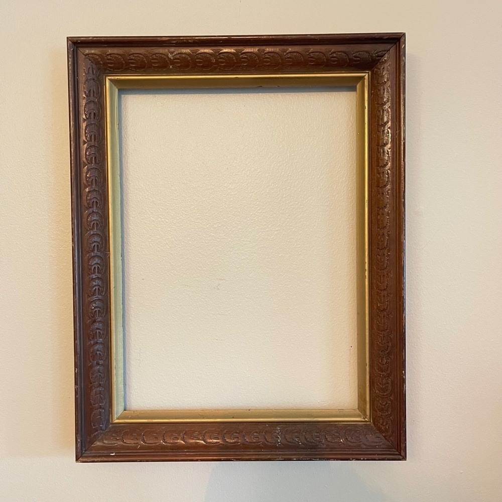 Antique 15"x19" Picture Frame Art Deco parrish STYLE Wood Ornate gold carved